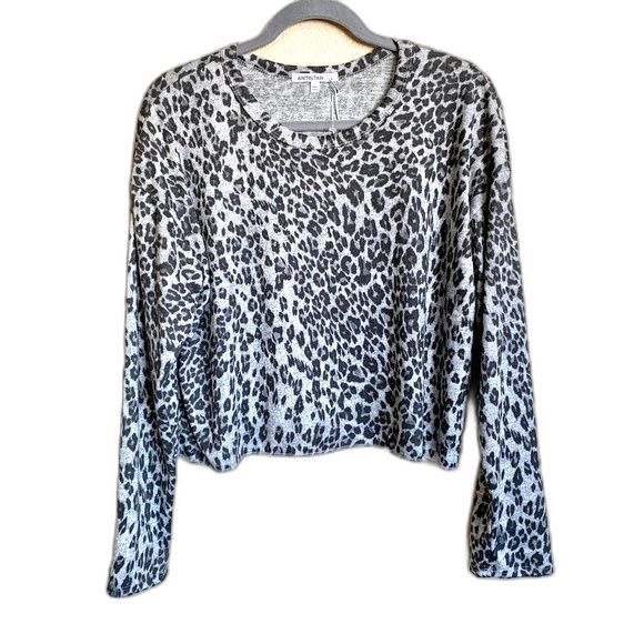 Antistar black top  leopard print  around neckline  crop top size L streetwear - Picture 1 of 6